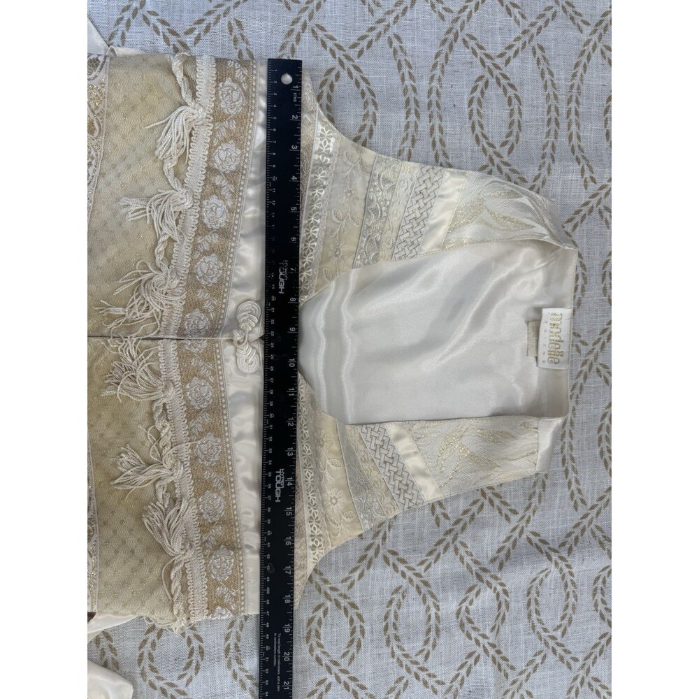 Modelle Design Vest Tie Back Gold Tassells Satin Silk Like Vintage Petite - Picture 11 of 13